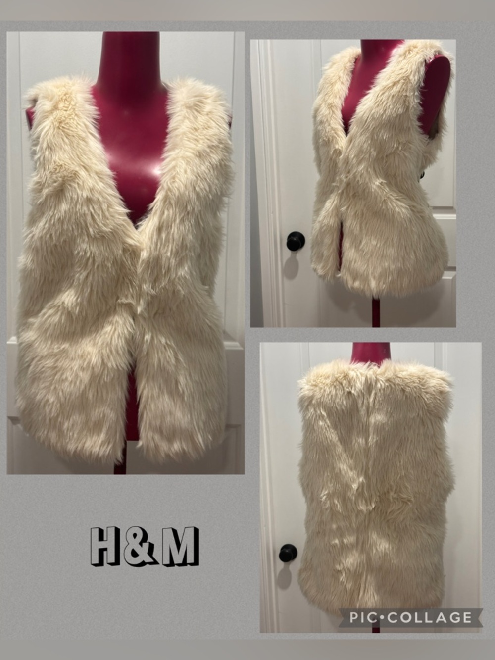 H&M Ivory Faux Fur Vest